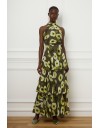 Floral printed λαδί ψηλόμεση maxi Kallisti φούστα με βολάν σε επίπεδα Be You