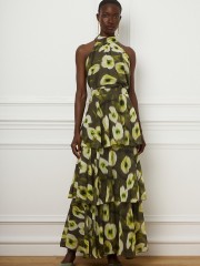 Floral printed λαδί αμάνικη Kallisti μπλούζα με κλειστή λαιμόκοψη και παρτούς ώμους Be You