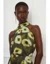 Floral printed λαδί αμάνικη Kallisti μπλούζα με κλειστή λαιμόκοψη και παρτούς ώμους Be You