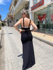 Μαύρη lurex ψηλόμεση maxi ελαστική φούστα με σούρες στο πλάι και ιδιαίτερο άνοιγμα στην μέση Be You