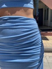 Σιελ lurex ψηλόμεση maxi ελαστική φούστα με σούρες στο πλάι και ιδιαίτερο άνοιγμα στην μέση Be You