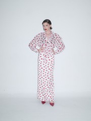 Εμπριμέ λευκό ημιδιάφανο oversized πουκάμισο με τύπωμα κόκκινα χείλη Combos knitwear