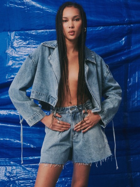 Light blue ψηλόμεσο jean σορτς Combos 