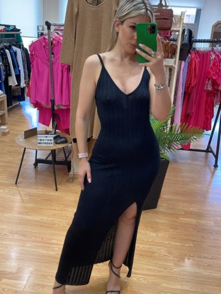 Μαύρο lurex αμάνικο maxi φόρεμα Combos