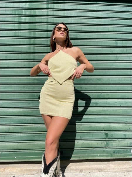 Κίτρινο σετ με lurex λεπτομέρειες Combos