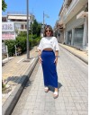 Μπλε ρουά lurex ψηλόμεση πλεκτή maxi φούστα σε ίσια γραμμή και λάστιχο στην μέση Combos knitwear
