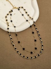 Double necklace with black crystals