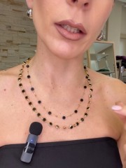 Double necklace with black crystals