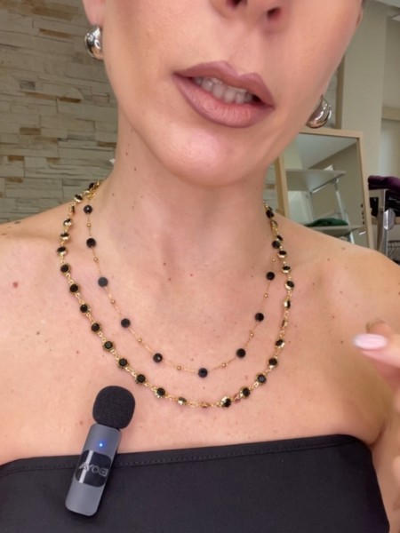 Double necklace with black crystals