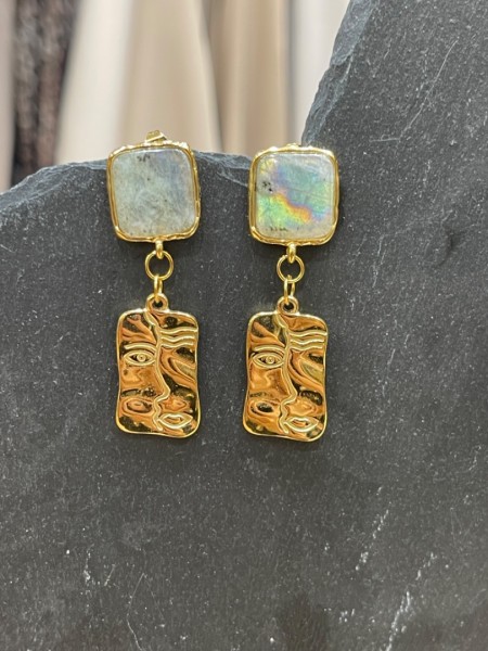 WHITE STONE GOLD EARRINGS