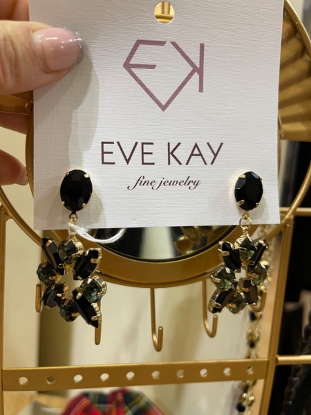 Black-khaki crystals earrings