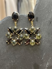 Black-khaki crystals earrings