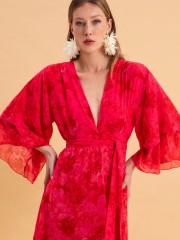 RUBY ROSE MAXI DRESS WITH RUFFLES by Eveleya