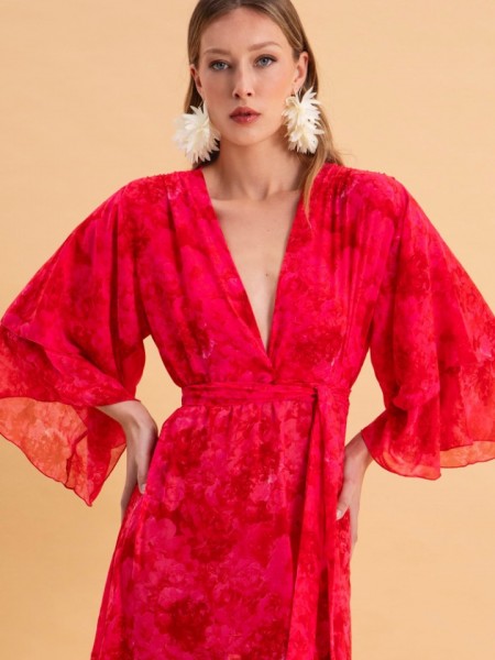 RUBY ROSE MAXI DRESS WITH RUFFLES by Eveleya