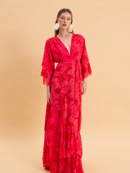 RUBY ROSE MAXI DRESS WITH RUFFLES by Eveleya