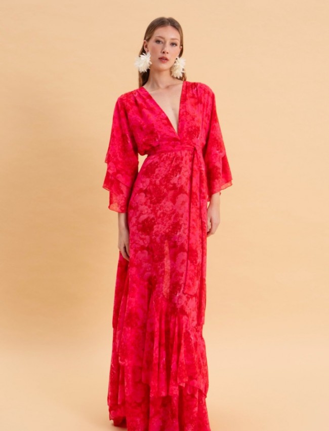 RUBY ROSE MAXI DRESS WITH RUFFLES by Eveleya