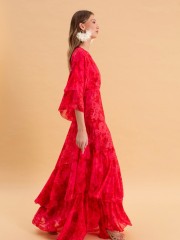 RUBY ROSE MAXI DRESS WITH RUFFLES by Eveleya
