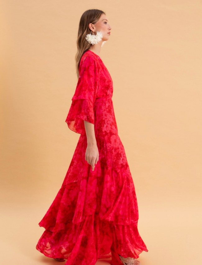 RUBY ROSE MAXI DRESS WITH RUFFLES by Eveleya