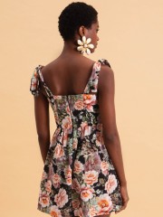 PEONIES LOVE MINI LINEN DRESS