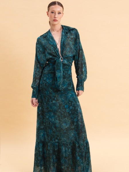 TEAL ELEGANCE MAXI WRAP SKIRT Eveleya 