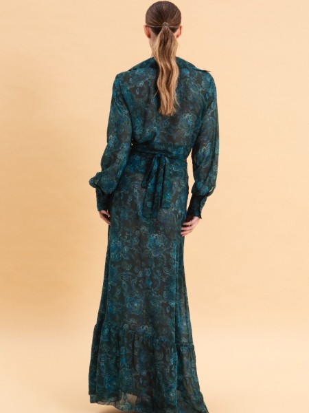 TEAL ELEGANCE MAXI WRAP SKIRT Eveleya 