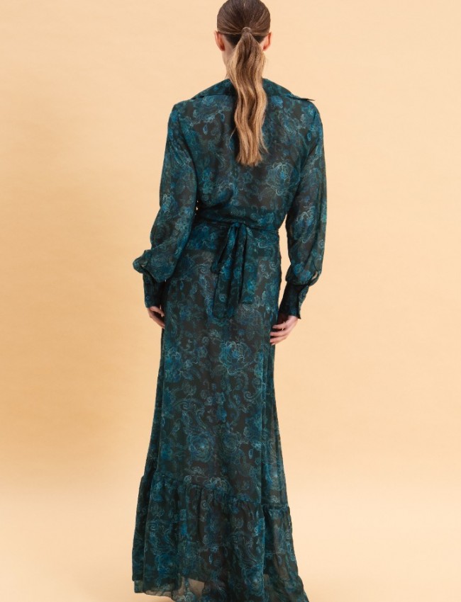 TEAL ELEGANCE MAXI WRAP SKIRT Eveleya 
