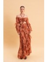 CINNAMON BLOOMS MAXI WRAP SKIRT WITH GOLD DETAILS Eveleya 