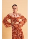 CINNAMON BLOOMS OFF SHOULDERS TOP WITH GOLD DETAILS Eveleya 