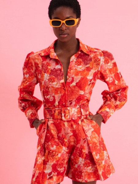 SUNSET DREAM HIGH WAISTED LINEN SHORTS WITH BELT EVELEYA 