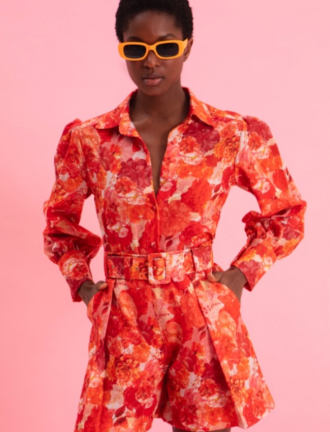 SUNSET DREAM HIGH WAISTED LINEN SHORTS WITH BELT EVELEYA 