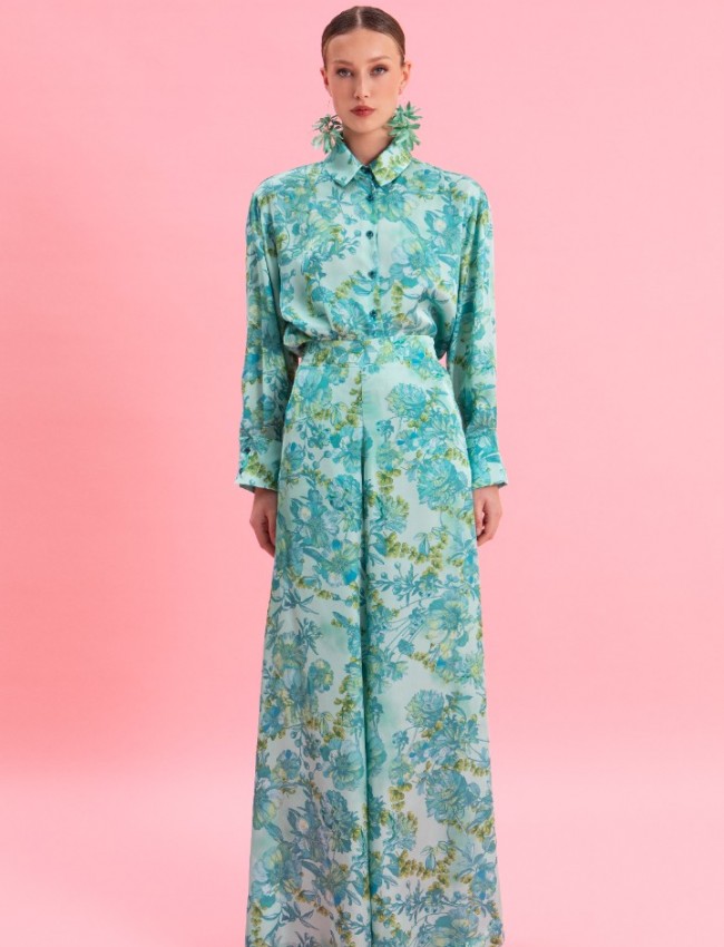 BOTANICAL BREEZE SATIN SHIRT EVELEYA 