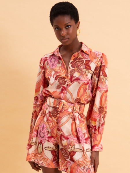 FLORAL SAFARI LINEN SHIRT EVELEYA