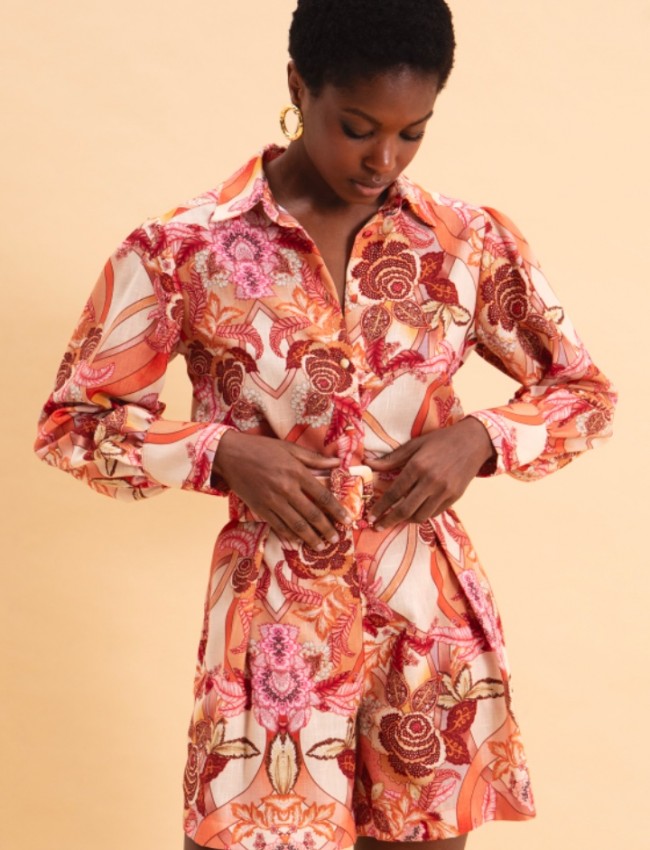 FLORAL SAFARI LINEN SHIRT EVELEYA