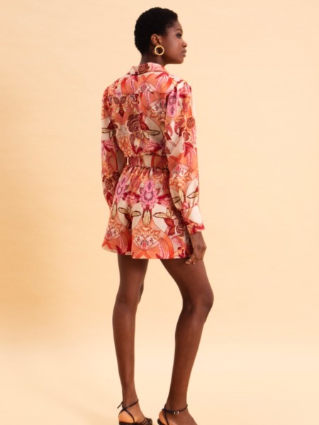 FLORAL SAFARI HIGH WAISTED LINEN SHORTS WITH BELT EVELEYA