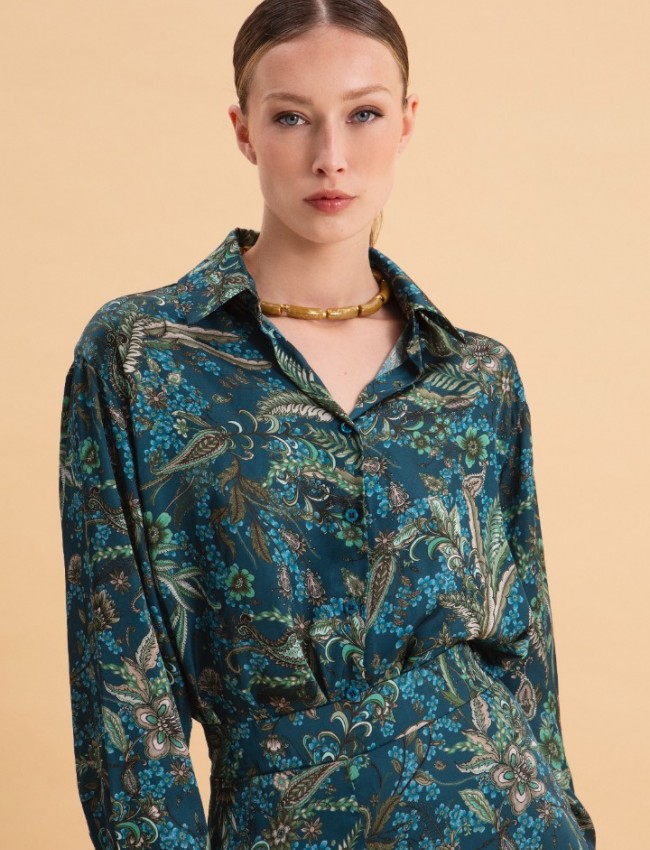 Mystic Forest Satin Shirt Eveleya