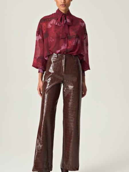 COCOA CROCO PANTS FAUX-LEATHER 
