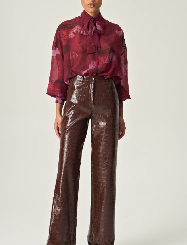 COCOA CROCO PANTS FAUX-LEATHER 