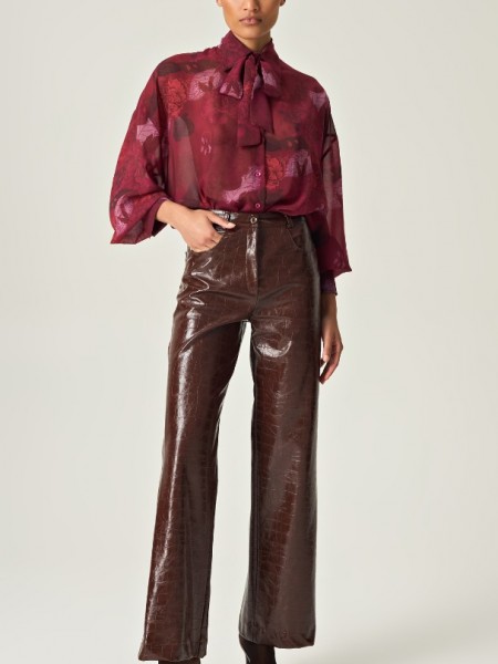 COCOA CROCO PANTS FAUX-LEATHER 