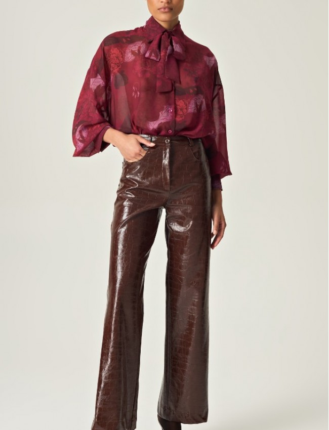 COCOA CROCO PANTS FAUX-LEATHER 