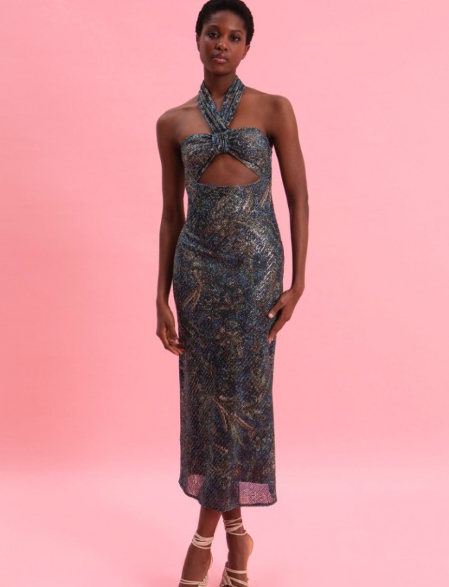 MYSTIC FOREST MIDI SEQUINED DRESS