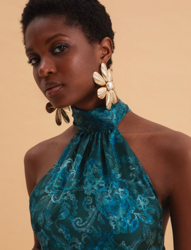 TEAL ELEGANCE MINI SATIN DRESS