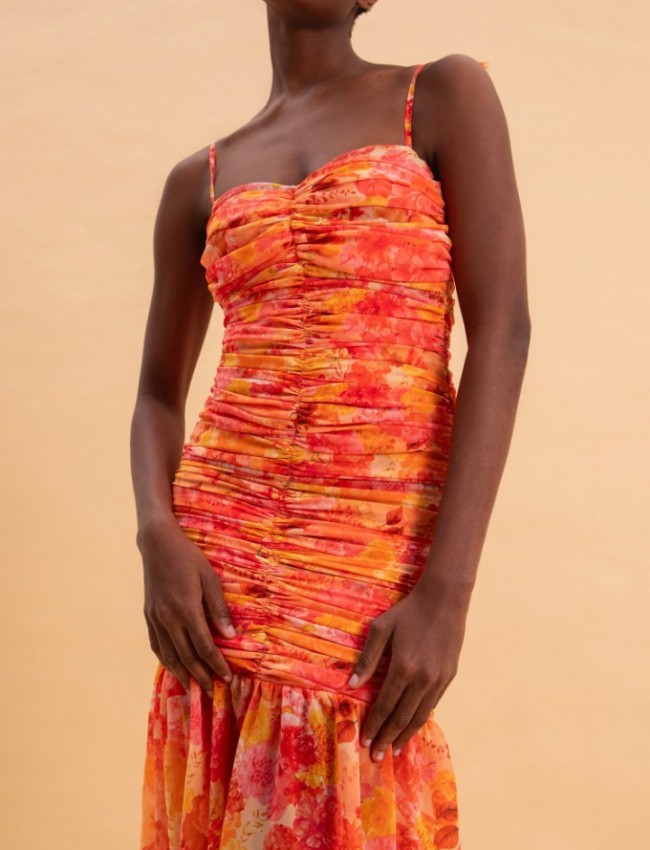 TANGERINE PARADISE MAXI DRESS