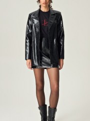 MIDNIGHT POWER CROCO LEATHER MINI SKIRT