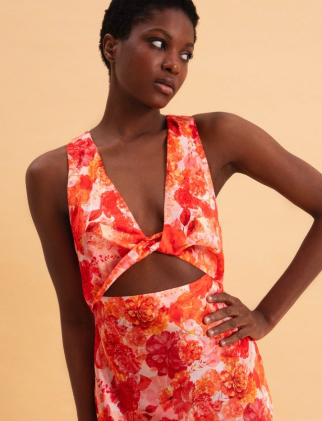 SUNSET DREAM MIDI SATIN DRESS