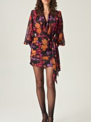 HARVEST BLOOM MINI DRESS WITH GOLD DETAILS