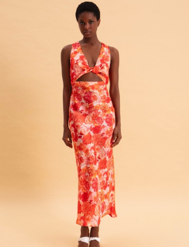 SUNSET DREAM MIDI SATIN DRESS