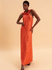 GOLDEN HOUR MAXI SHIMMERING PLEATED DRESS