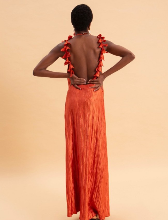GOLDEN HOUR MAXI SHIMMERING PLEATED DRESS