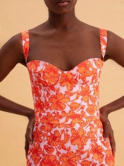 CORAL HIBISCUS MIDI DRESS