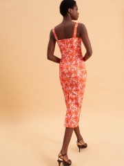 CORAL HIBISCUS MIDI DRESS